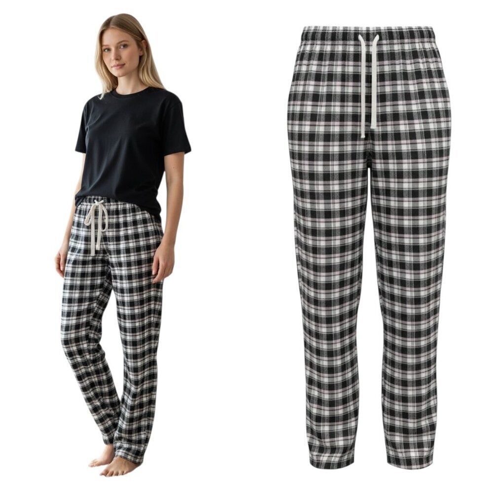Gap Plaid Cotton Pajama Pants Lounge Bottoms Small Drawstring